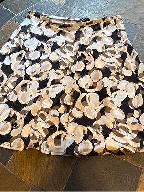 George Black A-Line Skirt with Cream & Tan Swirl Print